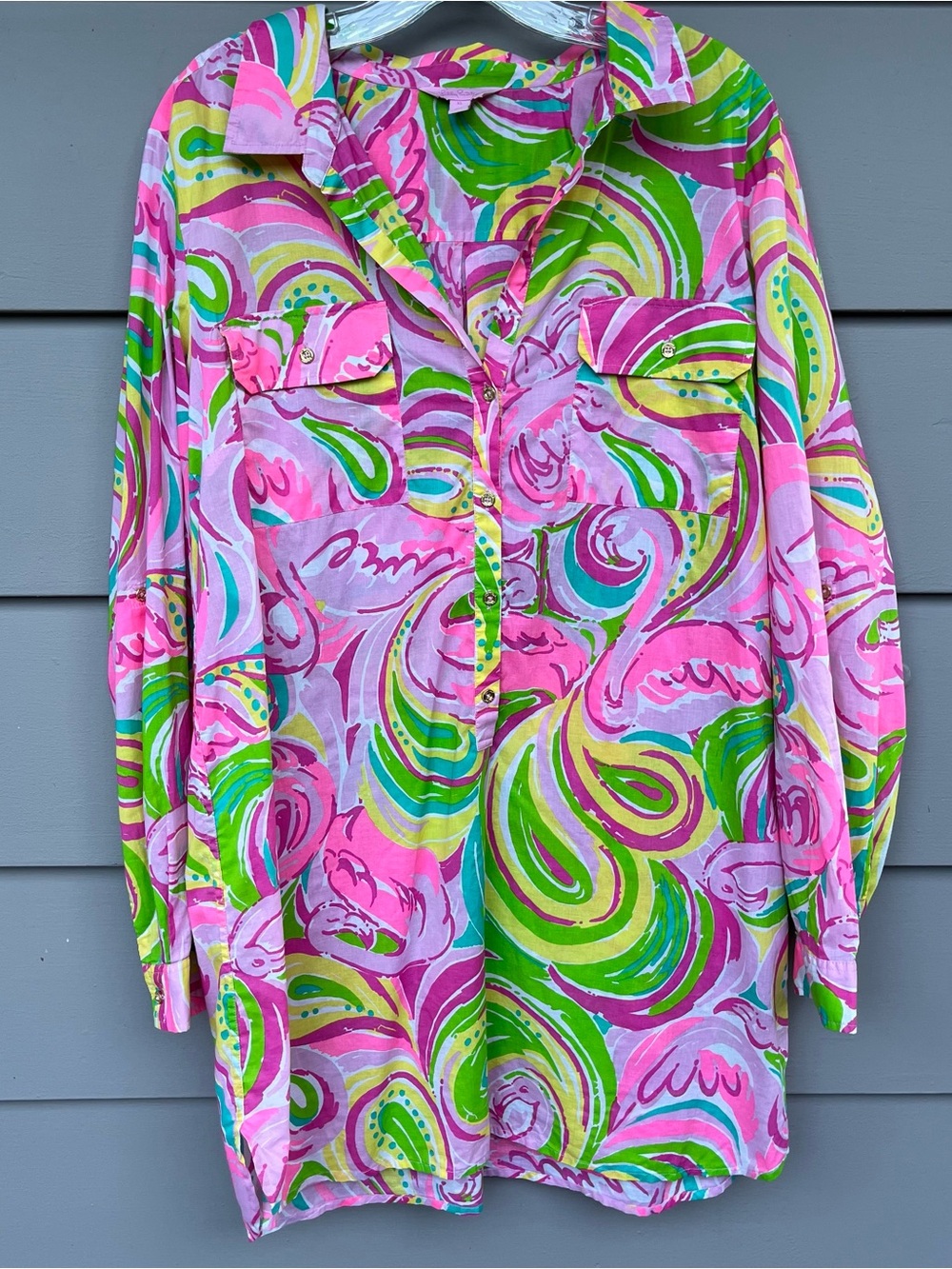Lilly Pulitzer Size XL Flamingo Captiva Tunic Swim Beach Pullover Cover Up Dress